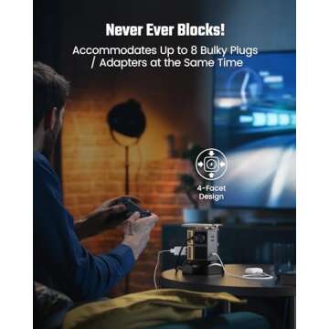 SUPERDANNY Power Strip Tower with Wireless Charger