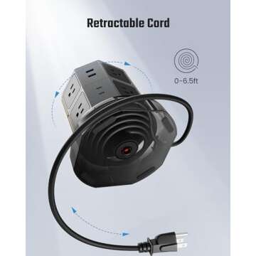 SUPERDANNY Power Strip Tower with Wireless Charger