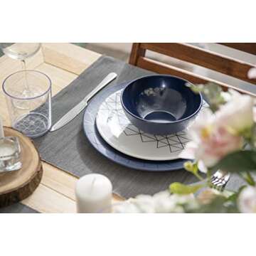 bzyoo 12 Piece Melamine Dinnerware Set - Stylish and Durable