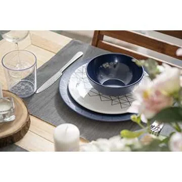 bzyoo 12 Piece Melamine Dinnerware Set - Stylish and Durable