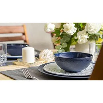 bzyoo 12 Piece Melamine Dinnerware Set - Stylish and Durable