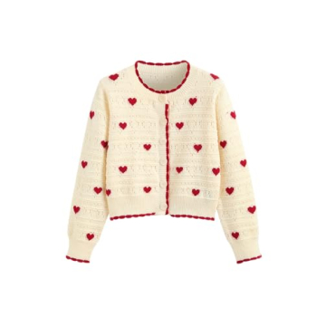 CIDER Women's Heart Print Cardigan Stylish Crop Top