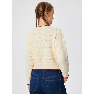 CIDER Women's Heart Print Cardigan Stylish Crop Top