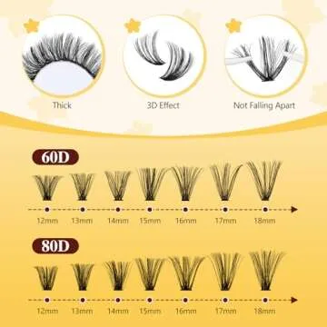 QUEWEL DIY Lash Extension Kit, 320Pcs 60D+80D Lash Clusters Kit Mix 12-18mm 3D Eyelash Clusters with Lash Bond and Seal and Lash Tweezers Easily Create 3D Lashes Clusters at Home (60+80D Kit)