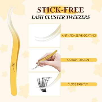 QUEWEL DIY Lash Extension Kit, 320Pcs 60D+80D Lash Clusters Kit Mix 12-18mm 3D Eyelash Clusters with Lash Bond and Seal and Lash Tweezers Easily Create 3D Lashes Clusters at Home (60+80D Kit)