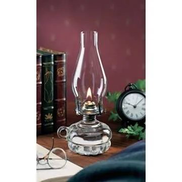 Lamplight 12-inch Chamber Oil Lamp Clear Glass, Hurricane or Power Outage, White, 110