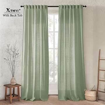XTMYI Sage Green Linen Curtains 96 Inches Long for Living Room,Boho Closet Curtains for Bedroom Closet Door Neutral Nursery Boy Teens Girls Room