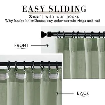 XTMYI Sage Green Linen Curtains 96 Inches Long for Living Room,Boho Closet Curtains for Bedroom Closet Door Neutral Nursery Boy Teens Girls Room