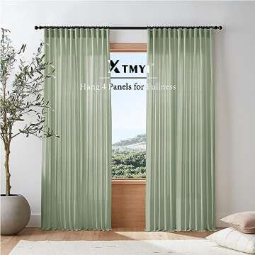 XTMYI Sage Green Linen Curtains 96 Inches Long for Living Room,Boho Closet Curtains for Bedroom Closet Door Neutral Nursery Boy Teens Girls Room