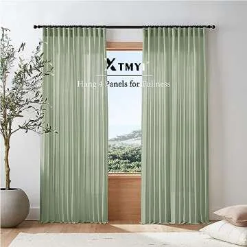 XTMYI Sage Green Linen Curtains 96 Inches Long for Living Room,Boho Closet Curtains for Bedroom Closet Door Neutral Nursery Boy Teens Girls Room