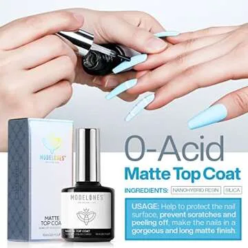 Modelones Gel Top Coat - 15ml Matte No Wipe for Stunning Nails