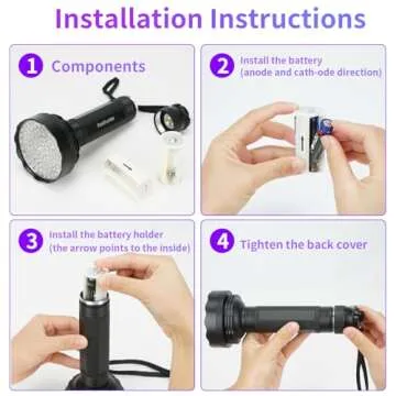 REALHUNLEE UV Flashlight Black Light, 100 LED Blacklight Flashlite Dry Pet Dog/Cat Urine Stains Detector, Bed Bug, Resin Curing, Scorpions Finder