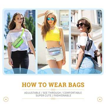 Grid Clear Fanny Pack, Fanny Packs for Women Fahsion, Waterproof Girls Waist Bags, Cute Men Clear Bag Transparent Hip Bum Belt Pouch for Travel Festival (Black Clear Fanny Pack)