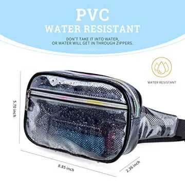 Grid Clear Fanny Pack, Fanny Packs for Women Fahsion, Waterproof Girls Waist Bags, Cute Men Clear Bag Transparent Hip Bum Belt Pouch for Travel Festival (Black Clear Fanny Pack)