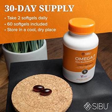 Sibu Omega-7 Softgels for Skin, Hair, and Nail Health