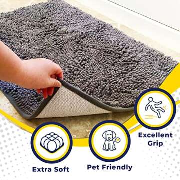 Muddy Mat® Shown on TV – Super Absorbent Microfiber Dog Door Mat for Muddy Paws, Non-Slip Washabl...