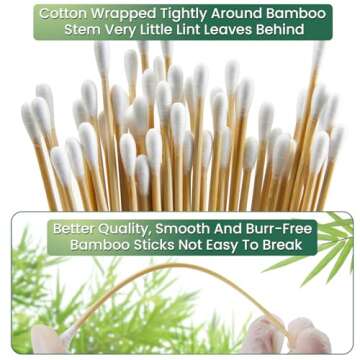 500PCS 6" Cotton Swabs in Storage Box - Long Cotton Swab with Bamboo Handle - Lint Free Cotton Swabs with Wooden Sticks - Highly Absorbent Cotton Tipped Applicators for Makeup, Gun Cleaning, Pet Care