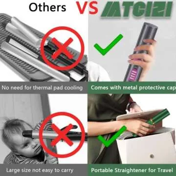 Hair Straightener Curler 2 in 1 (Upgraded), Cordless Portable Flat Iron Ceramic 8 Inch, Anti-Scald 3-Level Adjust Temp Travel Mini Hair Straightener,Heats Up Fast, Rechargeable with Type-C (Green)