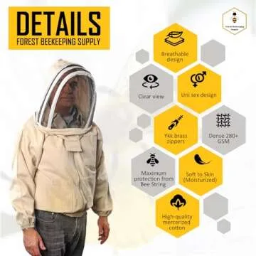 Forest Beekeeping Supply Jacket with Removable Veil