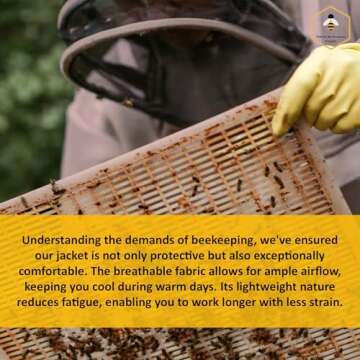 FOREST BEEKEEPING SUPPLY - Natural Canvas Bee Jacket with Fencing Hood (Large)