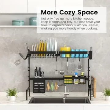 MERRYBOX Adjustable Over The Sink Dish Drying Rack 25-33in
