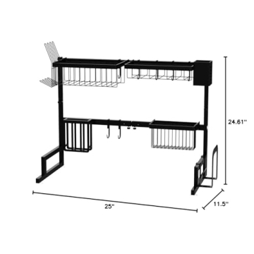 MERRYBOX Adjustable Over The Sink Dish Drying Rack 25-33in