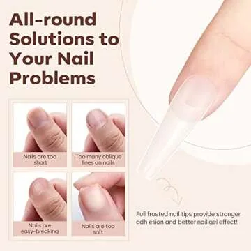 Modelones Long Coffin Nail Tips - Full Matte, 10 Sizes Available