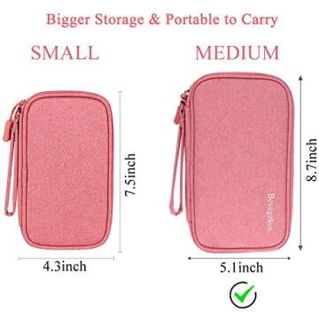 Bevegekos Travel Cables Organizer Accessories Pouch Tech Cords Case for Electronics & Essentials (Me...