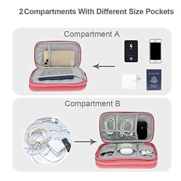 Bevegekos Travel Cables Organizer Accessories Pouch Tech Cords Case for Electronics & Essentials (Medium, Dark Pink)