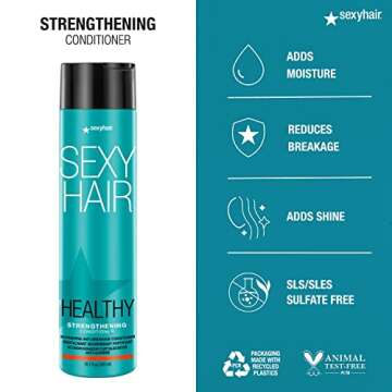 SexyHair Healthy Strengthening Anti-Breakage Conditioner, 10.1 Oz | Helps Provide Stength and Flexibility to Damaged Hair | SLS and SLES Sulfate Free