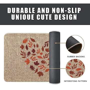 Fall Kitchen Rug I Love Fall Most of All Kitchen Mats Set of 2, Autumn Leaves Heart Farmhouse Party Floor Mat for Home Kitchen Bathroom Decorations - 17x27 and 17x47 Inch