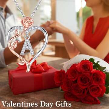 Iefil I Love You Gifts for Her with Rose Box, 925 Sterling Silver Rose Heart Initial J Letter Pendant Necklace Jewelry for Women Anniversary Valentines Day Gifts for Her Girlfriend Wife