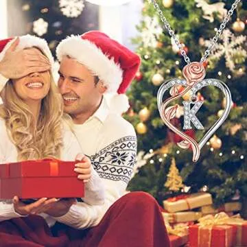 Iefil I Love You Gifts for Her with Rose Box, 925 Sterling Silver Rose Heart Initial J Letter Pendant Necklace Jewelry for Women Anniversary Valentines Day Gifts for Her Girlfriend Wife