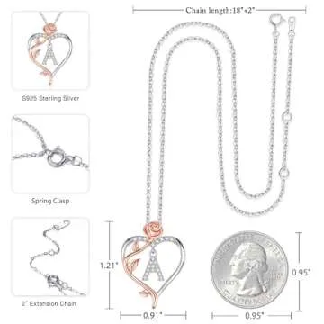 Iefil I Love You Gifts for Her with Rose Box, 925 Sterling Silver Rose Heart Initial J Letter Pendant Necklace Jewelry for Women Anniversary Valentines Day Gifts for Her Girlfriend Wife