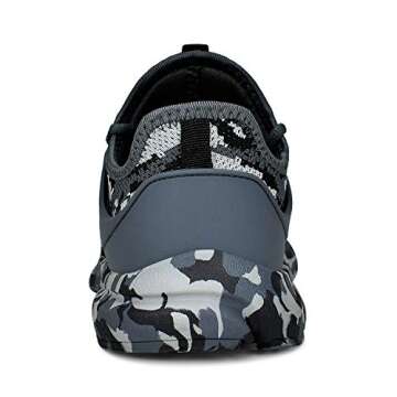 Troadlop Boys Sneakers Lightweight Lace up Athletic Casual Walking Boys Athletic Shoes Camouflage Grey Size M US 6 Big Kid