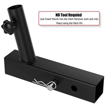 Universal Hitch Flag Pole Holder - Easy Install, Heavy Duty