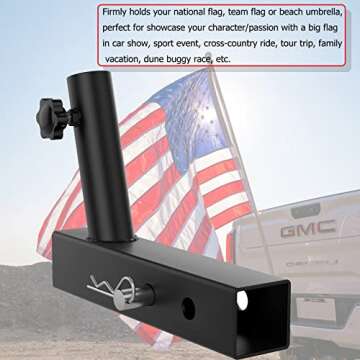 Universal Hitch Flag Pole Holder - Easy Install, Heavy Duty