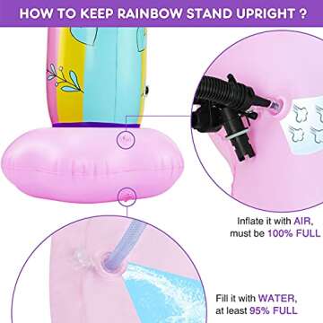 Inflatable Rainbow Sprinkler for Kids, Giant Unicorn Sprinkler for Kids Inflatable Rainbow Arch Sprinkler for Summer Outdoor Backyard Yard Lawn Kids Sprinkler Water Toys for Toddlers Boys Girls Adults