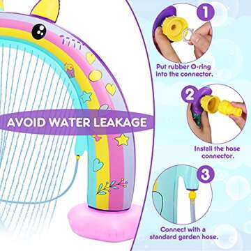 Inflatable Rainbow Sprinkler for Kids, Giant Unicorn Sprinkler for Kids Inflatable Rainbow Arch Sprinkler for Summer Outdoor Backyard Yard Lawn Kids Sprinkler Water Toys for Toddlers Boys Girls Adults