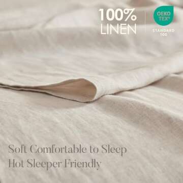 Luxurious DAPU 100% French Linen Fitted Sheet for Twin Bed, 16 Inch Deep Pocket
