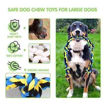 SHARLOVY Large Tough Chew Toys for Aggressive Chewers Large Breed,Heavy Duty Dental Rope Toys Kit fo...