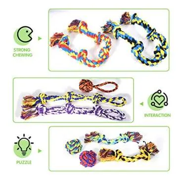 SHARLOVY Large Tough Chew Toys for Aggressive Chewers Large Breed,Heavy Duty Dental Rope Toys Kit for Medium Dogs,5 Knots Indestructible Cotton Puppy Teething Chew Tug Toy Set of 9