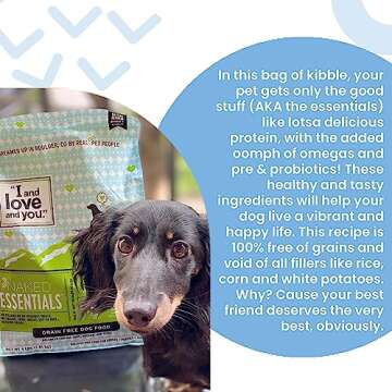 I and love and you Naked Essentials Dry Dog Food - Lamb + Bison - High Protein, Real Meat, No Fillers, Prebiotics + Probiotics, 11lb Bag