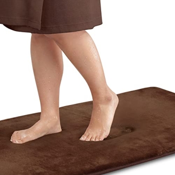 Genteele Bath Mats for Bathroom Non Slip - Brown 20" x 32" Memory Foam Bathroom Rugs - Quick Dry Bat...