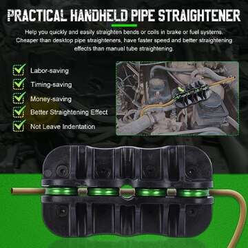Tubing Straightener 3/16in Brake Line Straightening Tool Labor-saving Brake Line Straightener Handheld Tube Straightener Tool High Hardness Fuel/Brake Pipe Straightener for Copper/Aluminum/Steel Coils