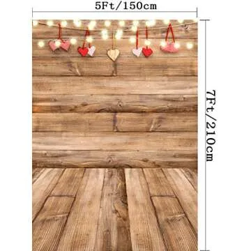 DePhoto Valentine's Day Backdrop Photography Rustic Wooden Board Love Hearts Decration Party Banner Photo Background Holiday Supplies Decor Studio Prop PGT595A 5x7ft