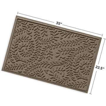 Bungalow Flooring Waterhog Door Mat, 2' x 3' Made in USA, Durable and Decorative Floor Covering, Skid Resistant, Indoor/Outdoor, Water-Trapping, Boxwood Collection, Khaki/Camel