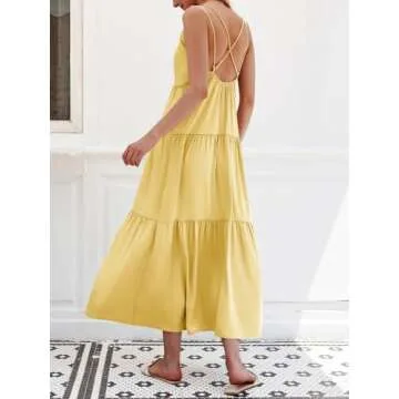 Febriajuce Women’s Summer Maxi Dress with Pockets