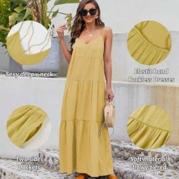 Febriajuce Women’s Summer Maxi Dress with Pockets