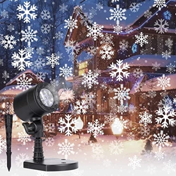 Christmas Snowflake Projector Lights Outdoor - Led Snowfall Show Waterproof Landscape Decorative Lig...